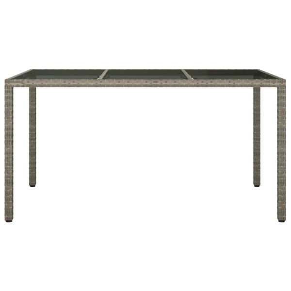 Tavolo Giardino 150x90x75cm Vetro Temperato E Polyrattan Grigio - Image 3