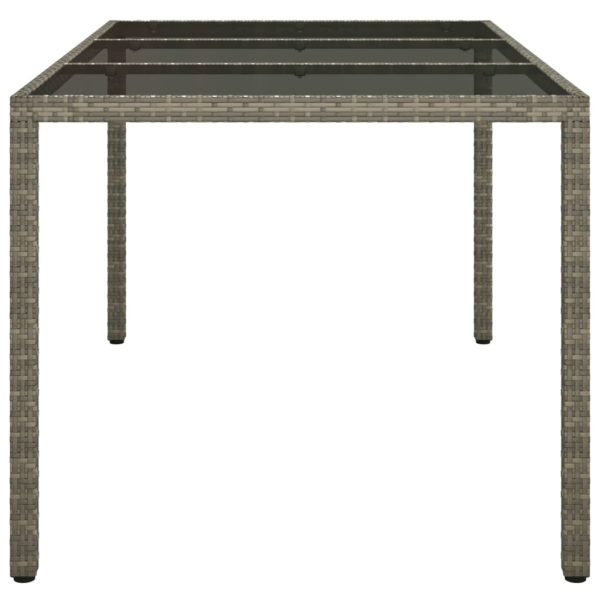 Tavolo Giardino 150x90x75cm Vetro Temperato E Polyrattan Grigio - Image 4