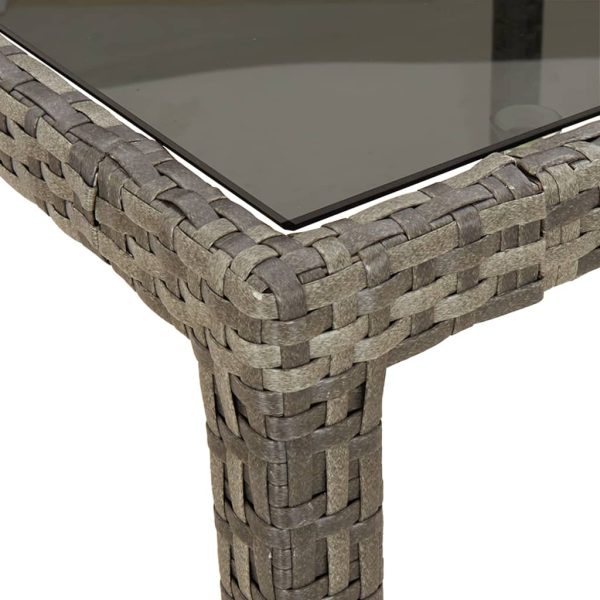 Tavolo Giardino 150x90x75cm Vetro Temperato E Polyrattan Grigio - Image 5
