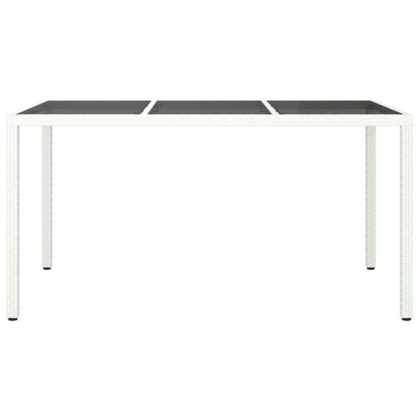 Tavolo Giardino 150x90x75cm Vetro Temperato Polyrattan Bianco - Image 3