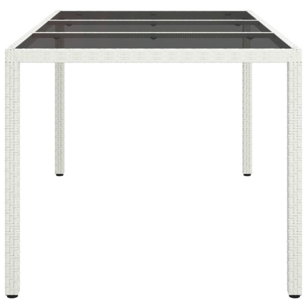 Tavolo Giardino 150x90x75cm Vetro Temperato Polyrattan Bianco - Image 4
