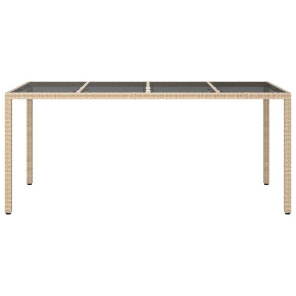 Tavolo Giardino Beige 190x90x75 Cm Vetro Temperato Polyrattan - Image 3