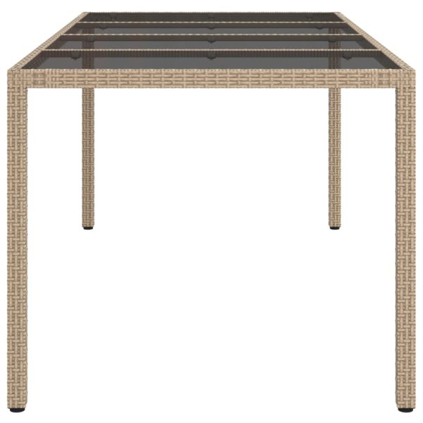 Tavolo Giardino Beige 190x90x75 Cm Vetro Temperato Polyrattan - Image 4