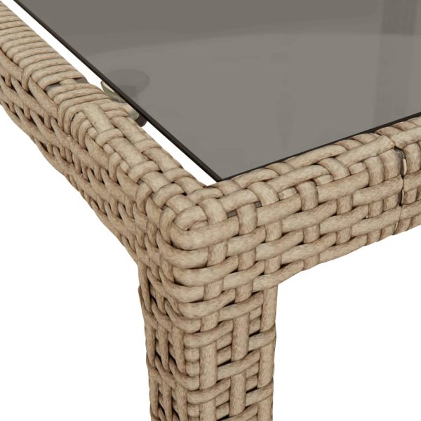 Tavolo Giardino Beige 190x90x75 Cm Vetro Temperato Polyrattan - Image 5