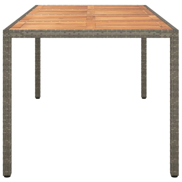 Tavolo Giardino 190x90x75 Cm Polyrattan Legno Di Acacia Grigio - Image 4