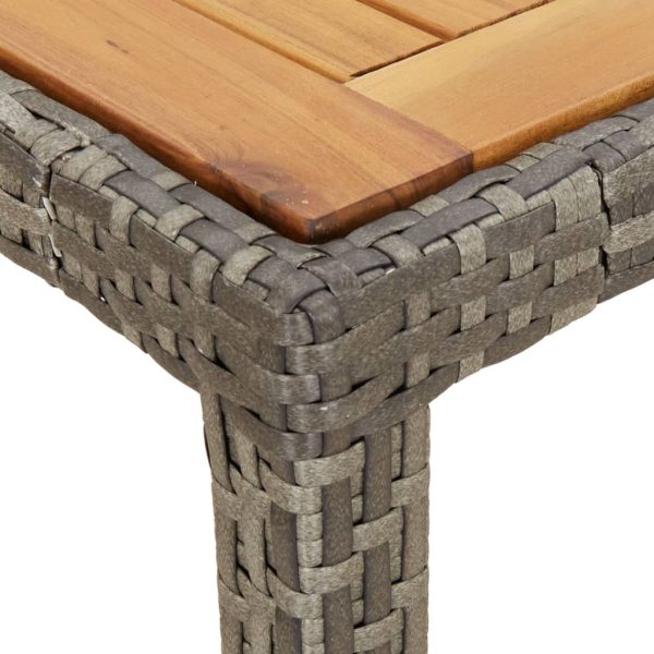 Tavolo Giardino 190x90x75 Cm Polyrattan Legno Di Acacia Grigio - Image 5