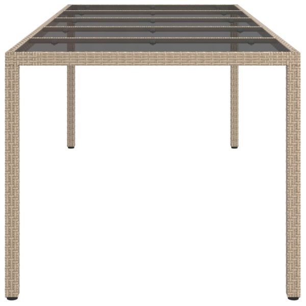 Tavolo Giardino Beige 250x100x75cm Vetro Temperato E Polyrattan - Image 4
