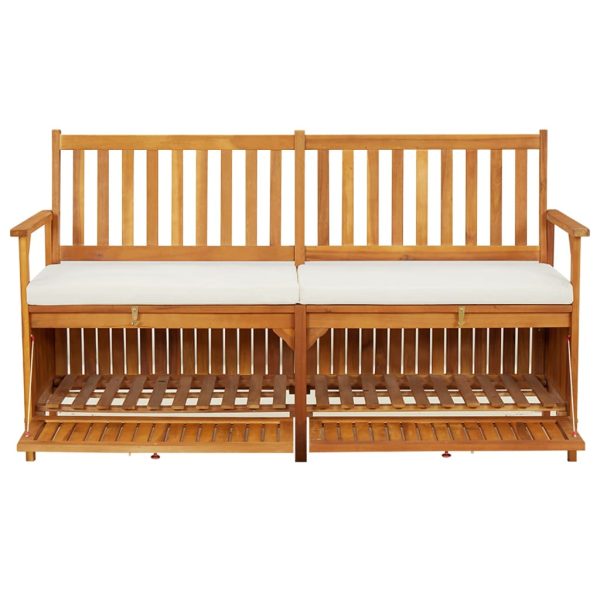Cassapanca Con Cuscino 148 Cm In Legno Massello Di Acacia - Image 3