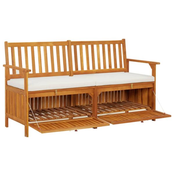 Cassapanca Con Cuscino 148 Cm In Legno Massello Di Acacia - Image 4