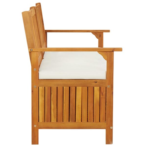 Cassapanca Con Cuscino 148 Cm In Legno Massello Di Acacia - Image 6