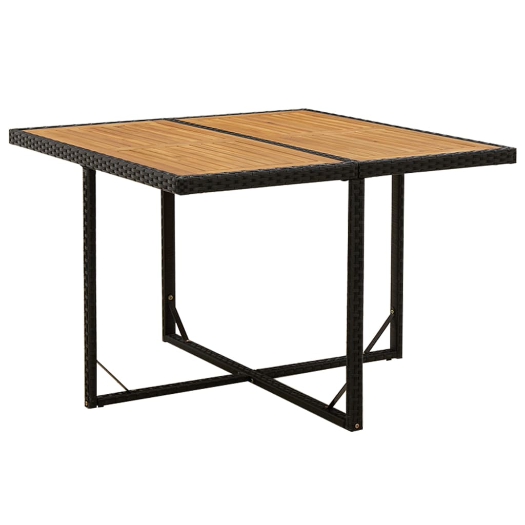 Tavolo Giardino Nero 109x107x74 Cm Polyrattan E Massello Acacia