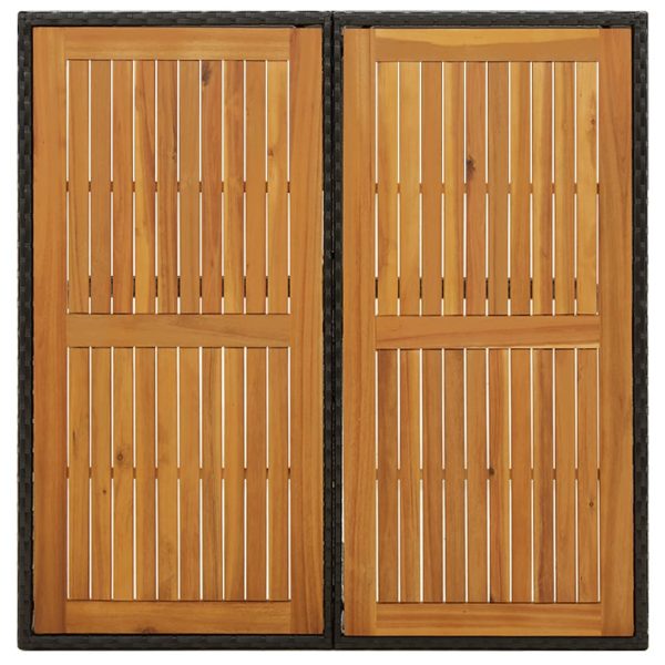 Tavolo Giardino Nero 109x107x74 Cm Polyrattan E Massello Acacia - Image 4