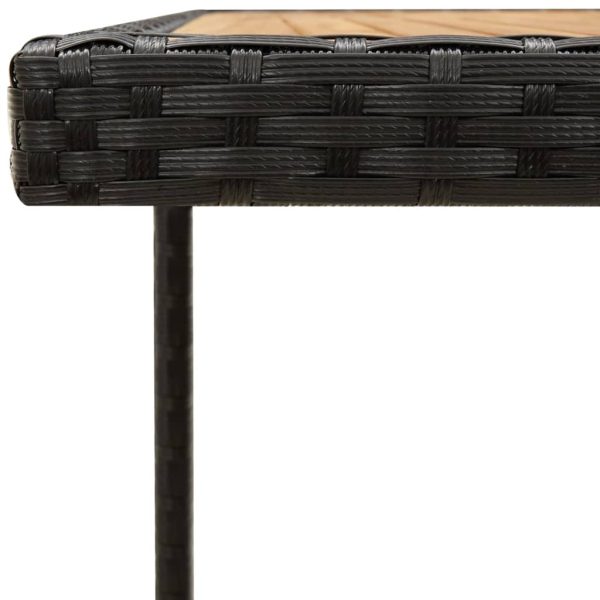 Tavolo Giardino Nero 109x107x74 Cm Polyrattan E Massello Acacia - Image 5