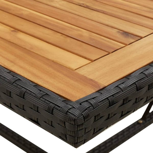Tavolo Giardino Nero 109x107x74 Cm Polyrattan E Massello Acacia - Image 6