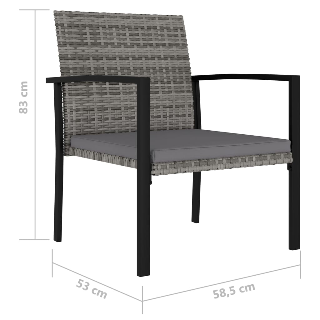 Sedie Da Pranzo Per Giardino 2 Pz In Polyrattan Grigio - Image 5