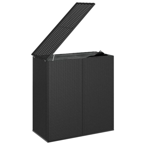 Contenitore Cuscini Da Giardino Rattan Pe 100x49x103,5 Cm Nero - Image 3