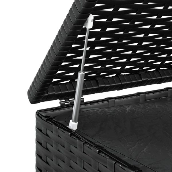 Contenitore Cuscini Da Giardino Rattan Pe 100x49x103,5 Cm Nero - Image 4