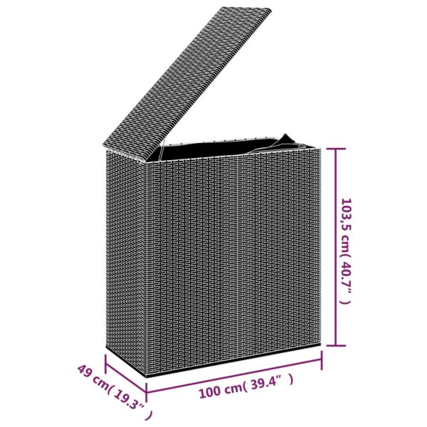 Contenitore Cuscini Da Giardino Rattan Pe 100x49x103,5 Cm Nero - Image 5