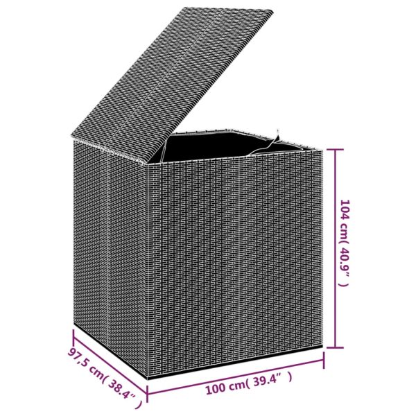Contenitore Da Giardino In Rattan Pe 100x97,5x104 Cm Nero - Image 5