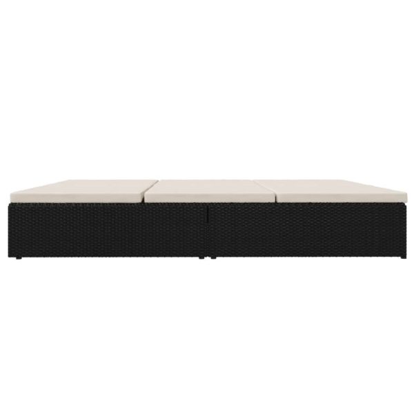 Lettino Prendisole Reclinabile Con Cuscini In Polyrattan Nero - Image 6
