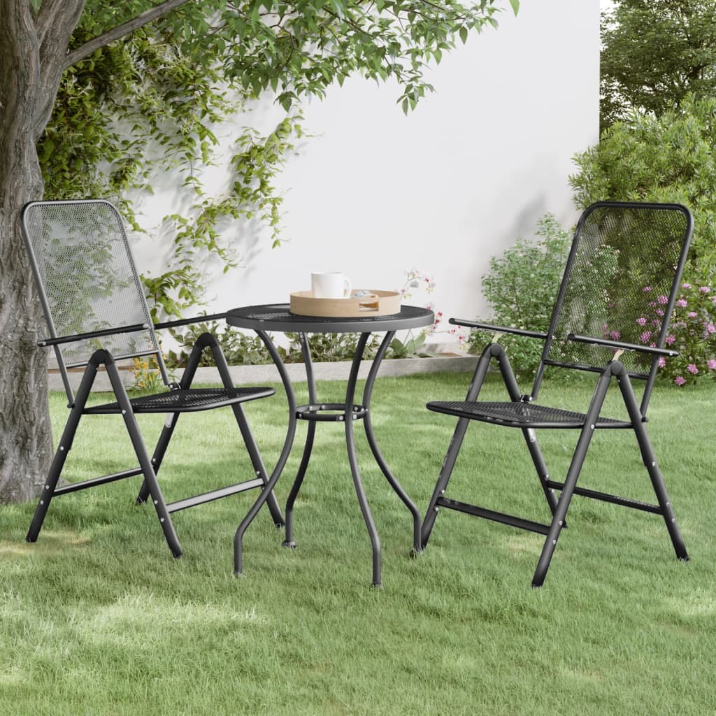 Sedie Giardino Pieghevoli 2 Pz Rete Metallica Espansa Antracite