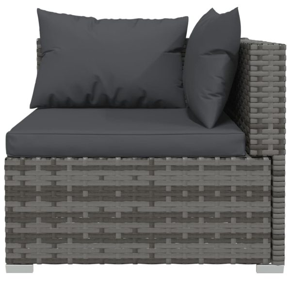 Divano A 2 Posti Con Cuscini In Polyrattan Grigio - Image 6
