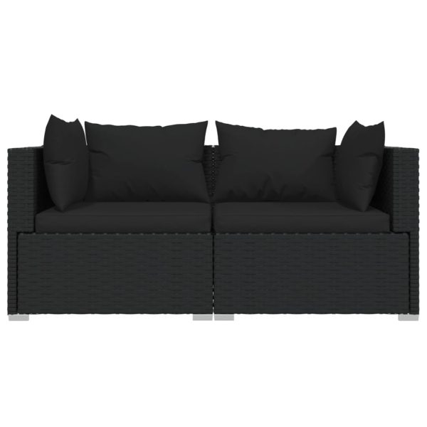 Divano A 2 Posti Con Cuscini In Polyrattan Nero - Image 3