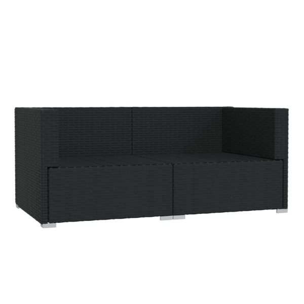 Divano A 2 Posti Con Cuscini In Polyrattan Nero - Image 4