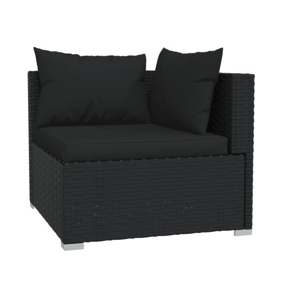 Divano A 2 Posti Con Cuscini In Polyrattan Nero - Image 5
