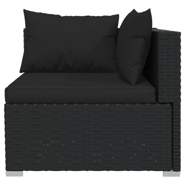 Divano A 2 Posti Con Cuscini In Polyrattan Nero - Image 6