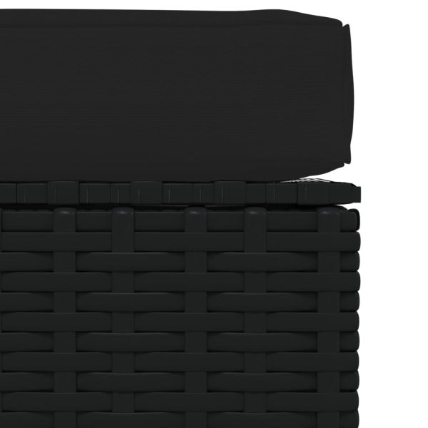 Poggiapiedi Da Giardino Con Cuscino Nero 70x70x30 Cm Polyrattan - Image 4