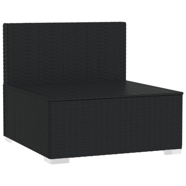 Divano Centrale Da Giardino Con Cuscini In Polyrattan Nero - Image 3