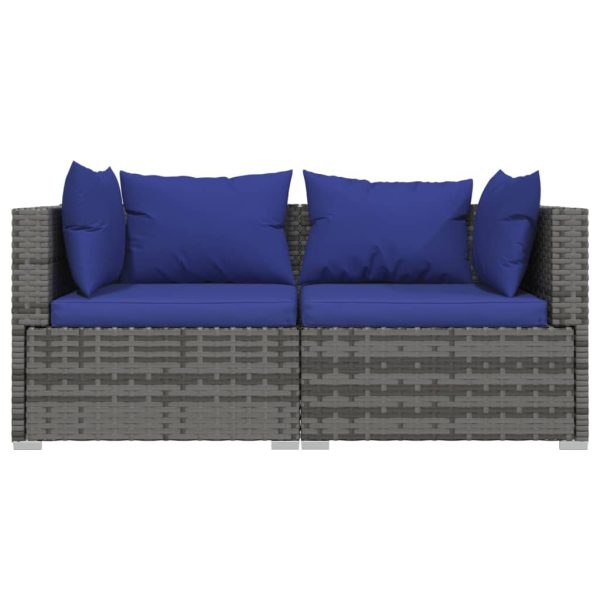 Divano A 2 Posti Con Cuscini In Polyrattan Grigio - Image 3