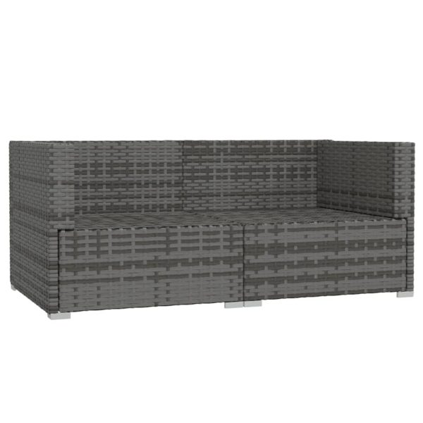 Divano A 2 Posti Con Cuscini In Polyrattan Grigio - Image 4
