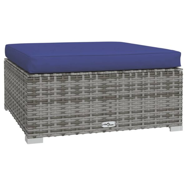 Poggiapiedi Giardino Con Cuscino Grigio 70x70x30 Cm Polyrattan - Image 2
