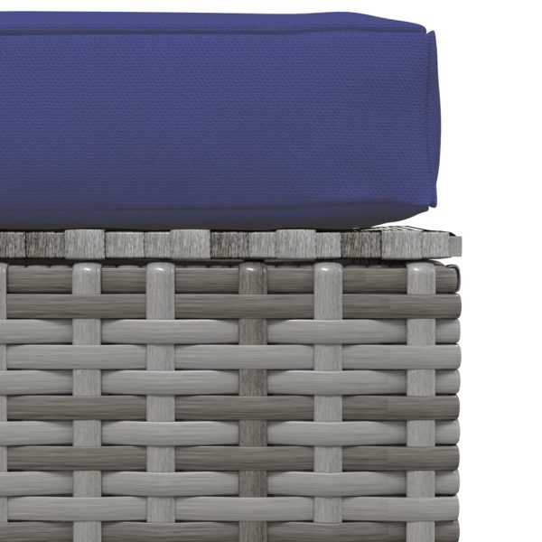 Poggiapiedi Giardino Con Cuscino Grigio 70x70x30 Cm Polyrattan - Image 4