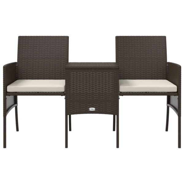 Divano Giardino 2posti Con Tavolo E Sgabelli Marrone Polyrattan - Image 4