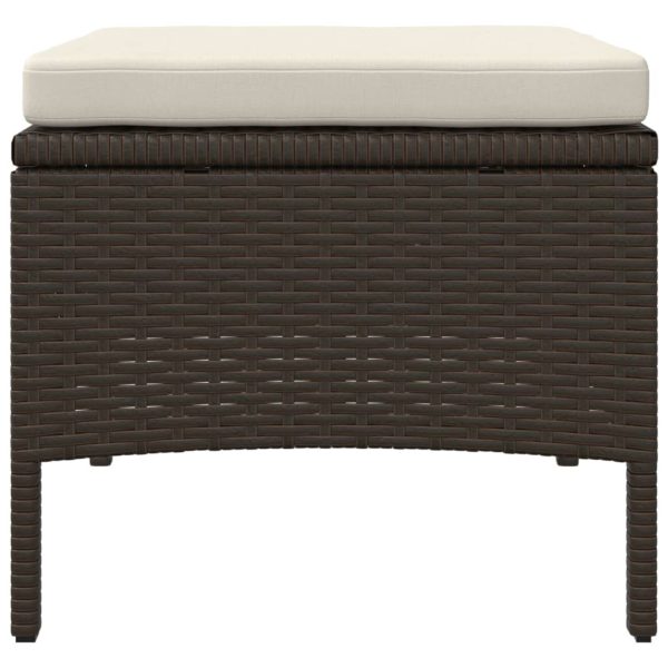 Divano Giardino 2posti Con Tavolo E Sgabelli Marrone Polyrattan - Image 6