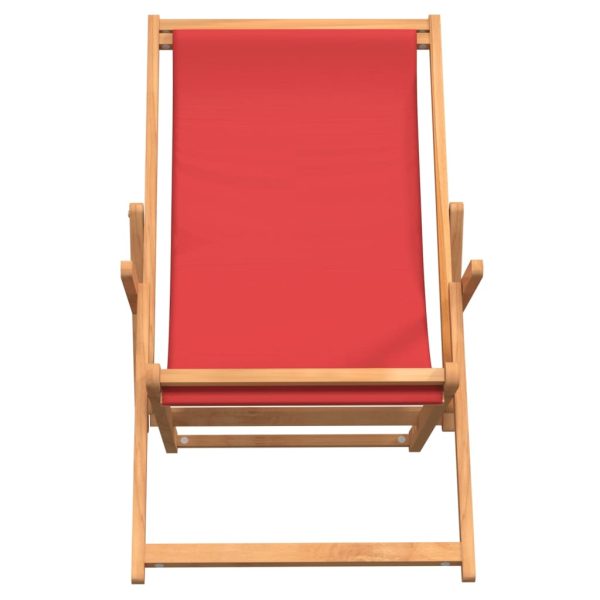 Sdraio Pieghevole Da Spiaggia In Legno Massello Di Teak Rossa - Image 3