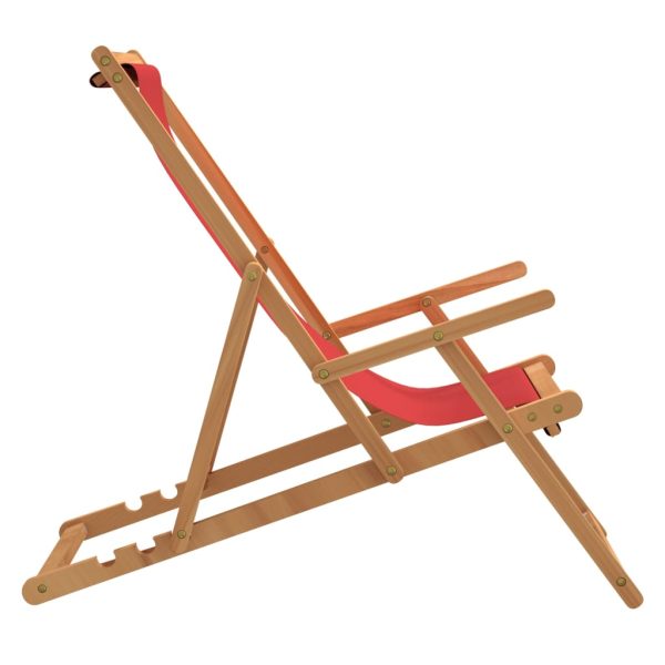 Sdraio Pieghevole Da Spiaggia In Legno Massello Di Teak Rossa - Image 4