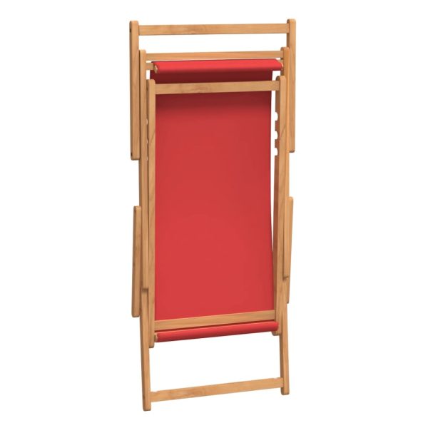 Sdraio Pieghevole Da Spiaggia In Legno Massello Di Teak Rossa - Image 6