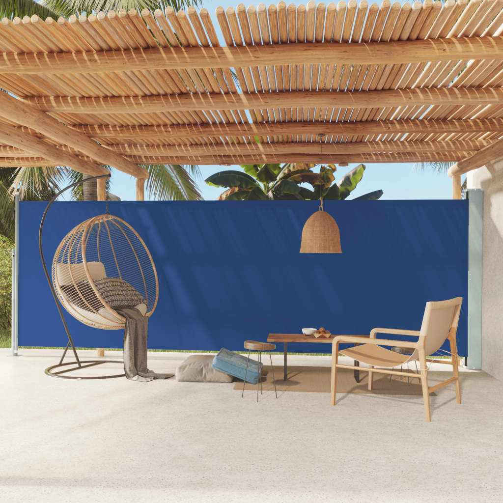 Tenda Da Sole Laterale Retrattile Per Patio 180x600 Cm Blu
