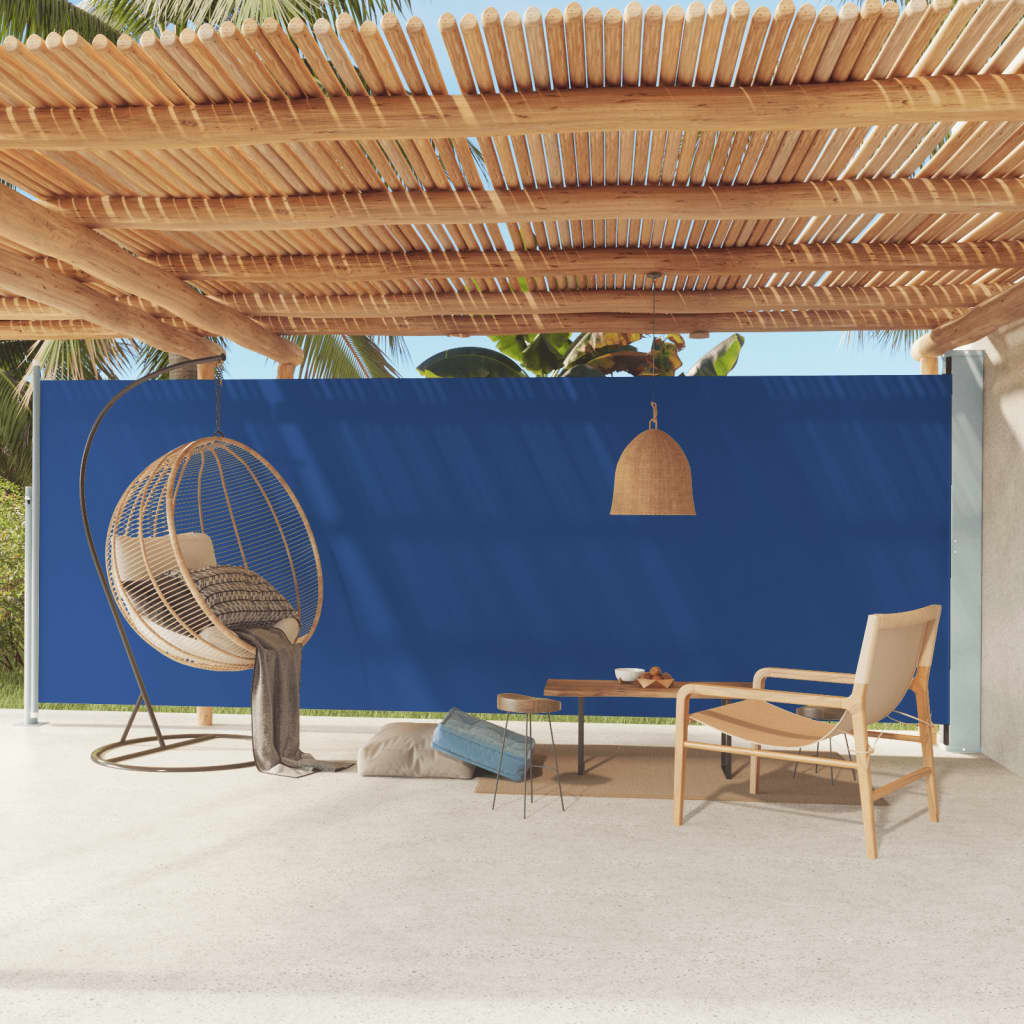 Tenda Da Sole Laterale Retrattile Per Patio 200x600 Cm Blu