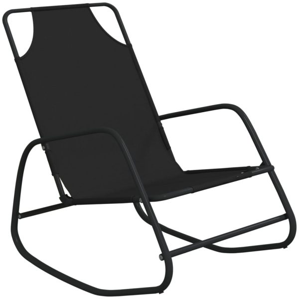 Lettini Prendisole A Dondolo 2 Pz In Acciaio E Textilene Nero - Image 3