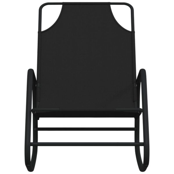 Lettini Prendisole A Dondolo 2 Pz In Acciaio E Textilene Nero - Image 4