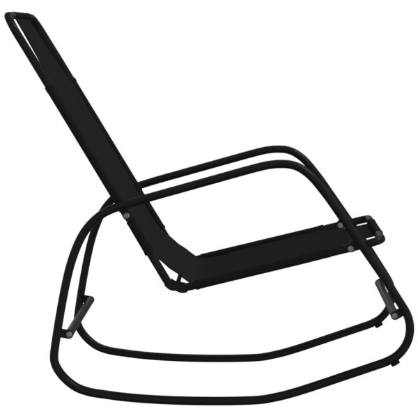 Lettini Prendisole A Dondolo 2 Pz In Acciaio E Textilene Nero - Image 5