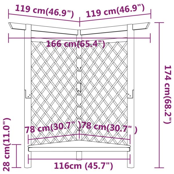 Pergola Angolare Con Panca 166x81x174 Cm Legno Pino Impregnato - Image 6