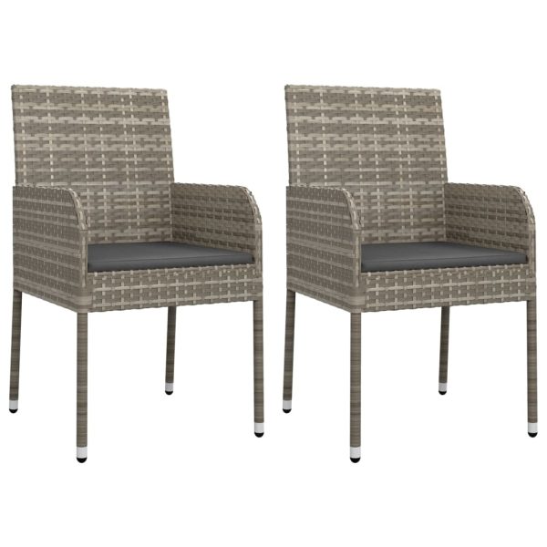 Set Da Pranzo Da Giardino 3 Pz Con Cuscini In Polyrattan Grigio - Image 4