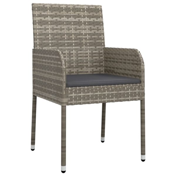 Set Da Pranzo Da Giardino 3 Pz Con Cuscini In Polyrattan Grigio - Image 5