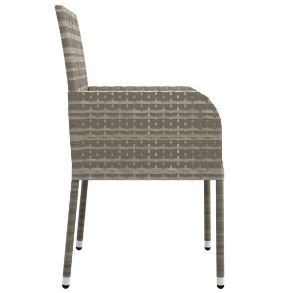 Set Da Pranzo Da Giardino 3 Pz Con Cuscini In Polyrattan Grigio - Image 6